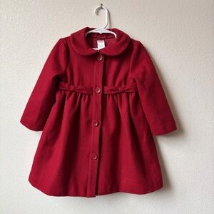 Gymboree 2T-3T Red Wool Blend Button Up Lined Dress Coat